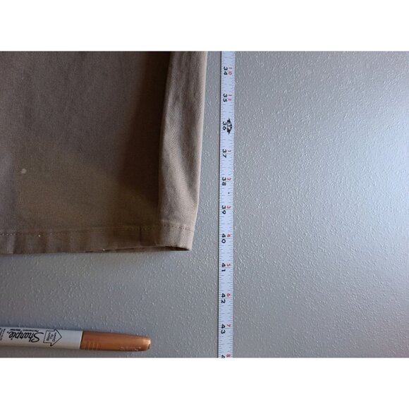 Mens Chino Dress Pants 34W 29L Tan Flat Front Straight Leg Preppy Corpcore - Picture 6 of 6